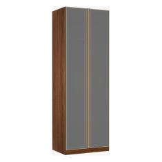 Guarda Roupa Solteiro 2 Portas Alumínio Inox com Vidro Reflecta 3 Gavetas 80 cm Prime Luciane Móveis