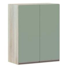 Armário Para Cozinha 60cm 2 Portas Legno Crema C/Verde