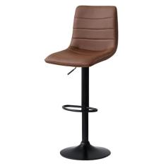 Banqueta Alta Estilo Estofada com Base Giratória e Regulagem de Altura - Marrom