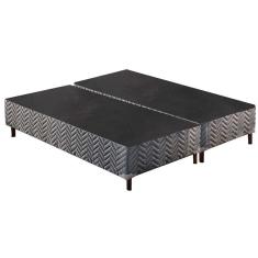 Cama Box Base King Sommier Rústico Bordado Gray (193x203x30) - Paropas