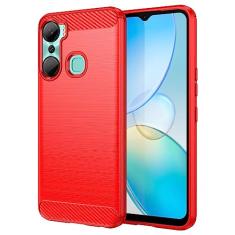 Capa de celular para Infinix Hot 12 Pro, fibra de carbono refinada, anti-queda, anti-impressões digitais, proteção total