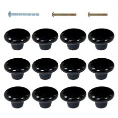 KAICAILA Puxadores de armário em forma de botão brilhante cerâmica gaveta de armário de cozinha alça redonda de cogumelo decoração de interiores ferragens de móveis, diâmetro 38 mm 3,8 cm, conjunto de