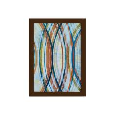 Quadro Abstrato Geométrico Círculos Moldura Marrom 22x32cm - Quartinho