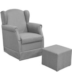 Poltrona de Amamentação com Balanço e Puff Elisa P02 Linho - Lyam Deco
