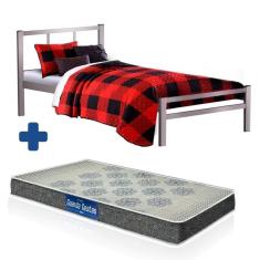 Cama Solteiro Ferro 88 Cinza Primoart Colchão Probel D20