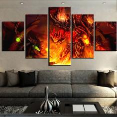 Quadro Decorativos com World-of-Warcraft 5 peças 130x65 1