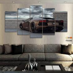 Quadro Decorativo Lamborghini Marron 130x63 em tecido