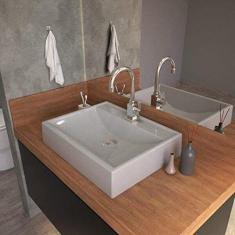 Kit Cuba Rt49 com Torneira Luxo 1195 Metal e Válvula Click 1 Polegada B e Sifão Pvc e Flexível Compace Cinza