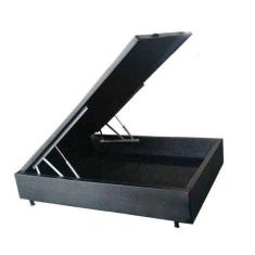 Base Box Baú Casal Sintético Cinza 39x138x188cm