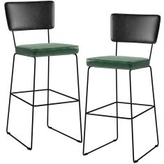 Kit 02 Banquetas Altas Preto Facto Verde Musgo