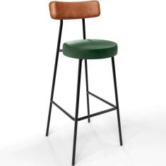 Banqueta Alta Bar Cozinha Sala De Jantar Milão L02 Couríssimo Camel Facto Verde