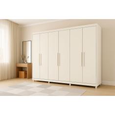 Guarda-Roupa Casal Europa Palermo 6 Portas de Bater 6 Gavetas Internas - 250cm de Largura