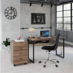 Conjunto Home Office 2 Peças com 1 Escrivaninha e 1 Gaveteiro Kuadra 4