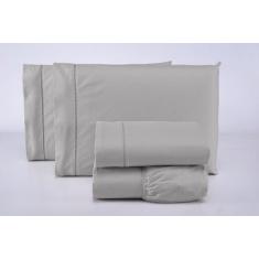Jogo lençol queen 3 peças 100% algodão 400 fios cinza - CASA FERNANDO