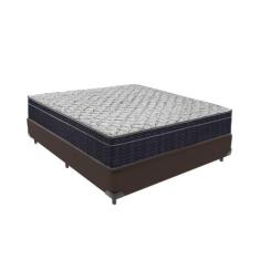 Cama + Box Casal Colchão Ortobom D45 Airtech Extra Firme Cor:marrom