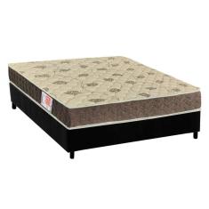 Cama Box Casal: Colchão Espuma D33 Orthoflex Comfortpedic Line + Base crc Suede Black(138x188)