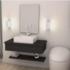 Bancada para Banheiro 80cm com Cuba Q39 e Prateleira 805W Metrópole