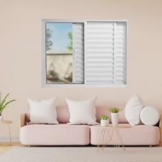 Janela Veneziana de Alumínio 3 Folhas 120 x 120cm Linha 25 Esquadrias Bergamo Branco