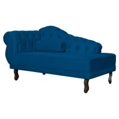 Divã Recamier Larissa Lado Direito 150cm Suede - Ds Estofados, Azul Ro