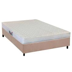 Cama Box Casal: Colchão Espuma Herval Ag65 Frontier + Base Crc Suede Clean(138X188)
