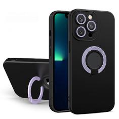 Armor Silicone Contrast Ring Holder Phone Case For iPhone 14 13 11 12 ProMax XR XS Max Shockproof Non-slip Cover Hole Cases, T6, For iPhone 12