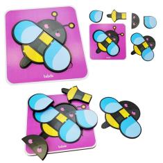 Quebra Cabeça Infantil De Madeira E Encaixe Animais Abelha