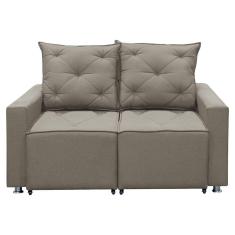 Sofá Retrátil E Reclinável 2 Lugares Bariloche 1.60cm C/ Molas - Linho Carvalho