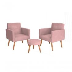 Conjunto 02 Poltronass E 1 Puff Dallas - Turkey Rose