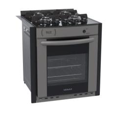 Fogão de Embutir 4 Bocas Venax Gaudi Prisma Vitreo BL Grafite a Gás GL