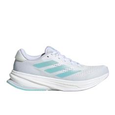 adidas Tênis de corrida feminino Supernova Rise, Branco/Linho Verde Met./Flash Aqua, 35