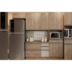 Cozinha Modulada Completa Maxxi 5 Peças 2 Aéreos + 1 Balcão + 1 Torre Quente + 1 Complemento C5p29 Nogal