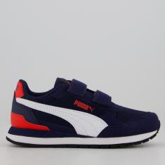 Tênis Puma ST Runner V4 Mesh Juvenil Marinho e Branco-Unissex