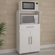 Balcão para Forno e Microondas 2 Portas 1 Gaveta Havena New Atualle Móveis Branco Brilho