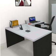 Mesa Reta Natus 40mm 110 cm 60 cm Bramov Móveis Preto/Cinza Cristal