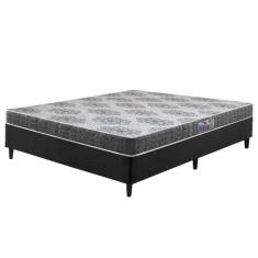 Cama Box Viúva Preta + Colchão Washington Espuma D23 Liso 128x188x51cm