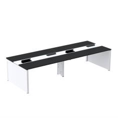 Mesa De Plataforma Dupla Para 4 Pessoas Corporativa 150x140-4p Preto-branco