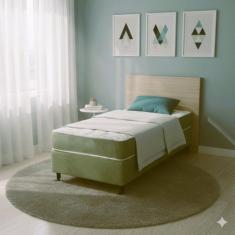 Cama Box Solteiro Castor Sleep Max D33 88x188x45 + Box Castor, Verde, 