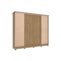 Guarda Roupa Casal CB03N565 4 Portas de Correr 4 Gavetas Nogueira-macadamia Kappesberg