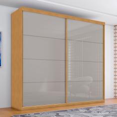 Guarda Roupa Casal 2 Portas de Correr Naturalle-Off White 4 Gavetas MDF com Espelho Casah