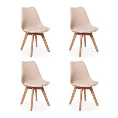 Conjunto 04 Cadeiras Eames Wood Leda Design - Nude