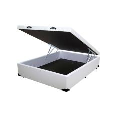 Cama Box Baú Casal AColchoes Sintético Branco 41x138x188