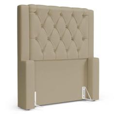 Cabeceira Cama Box Solteiro Atena 110cm Capitonê com Frame Suede Bege - Desk Design
