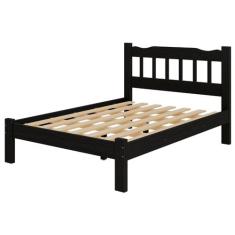 Cama Casal New Perola Madeira Maciça Cor Preto - Nemargi