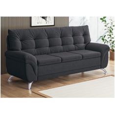 Sofá 3 Lugares Suede Atrium Linoforte, Grafite, 3