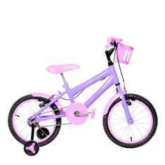Bicicleta Infantil Feminina Aro 16 Alumínio Lilás E Rosa