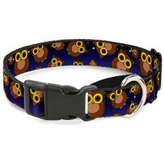 Buckle-Down Coleira para cães martingale - Corujas Flip Preto/Malva/Sálvia - 2,54 cm de largura - Serve para pescoços de 38,1-66,04 cm - Grande