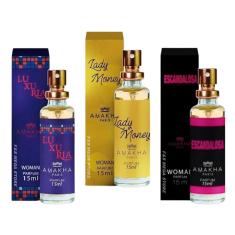 Kit 3 Perfume Feminino Amakha Luxuria Lady Money Escandalosa