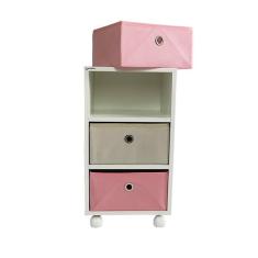 Mesa de cabeceira  gaveteiro Organibox com 3 gavetas e rodízios 32x56x