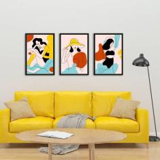 Kit 3 Quadros Mulheres Vamos A La Playa 45X34Cm