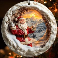 Enfeite de Natal Jabihome Ano 2024 Efeito Vitral